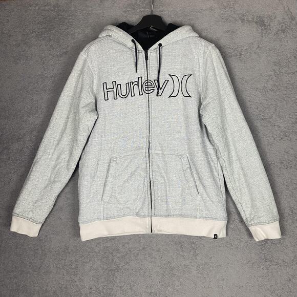Hurley Hoodie Mens Small Full Zip Sherpa Lined Sweatshirt Jacket Warm Casual - Picture 1 of 10